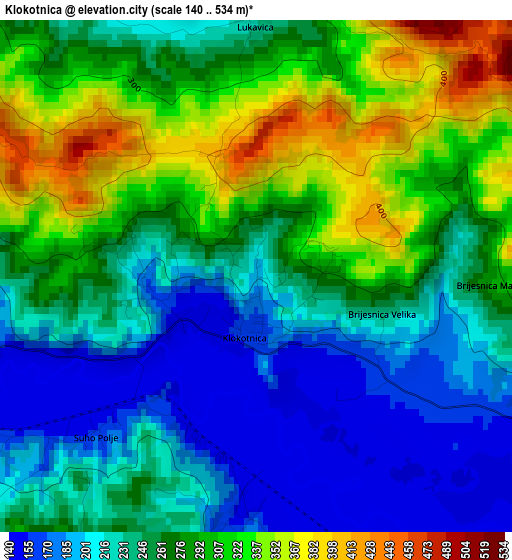 Klokotnica elevation map