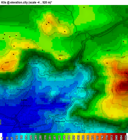 Klis elevation map