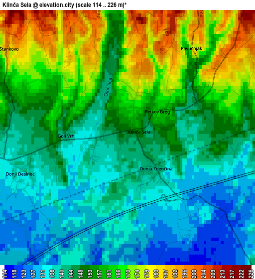 Klinča Sela elevation map