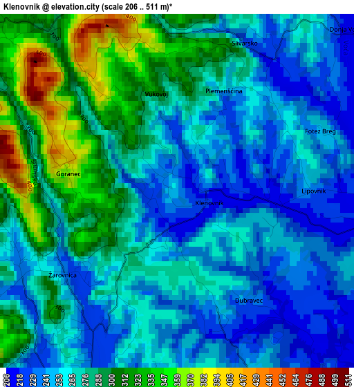 Klenovnik elevation map