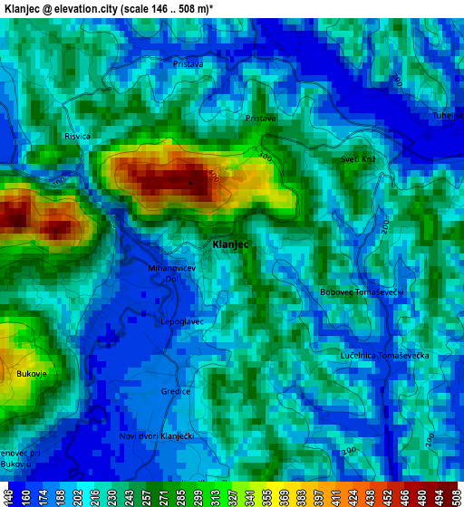 Klanjec elevation map