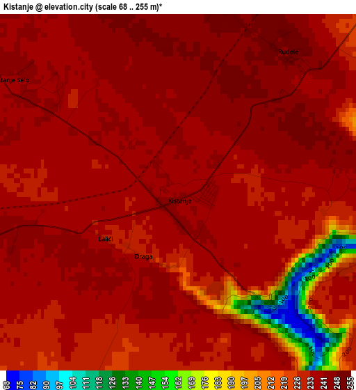 Kistanje elevation map