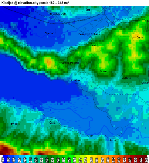 Kiseljak elevation map