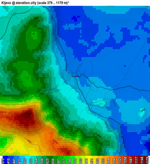 Kijevo elevation map