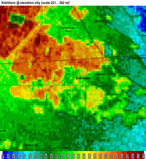 Kidričevo elevation map