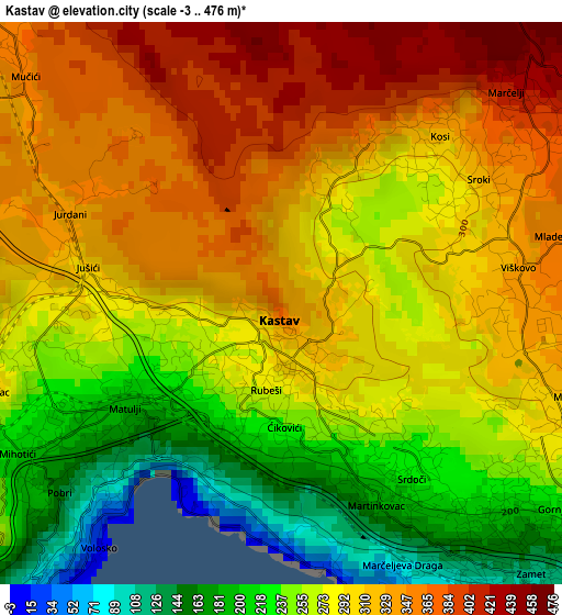 Kastav elevation map