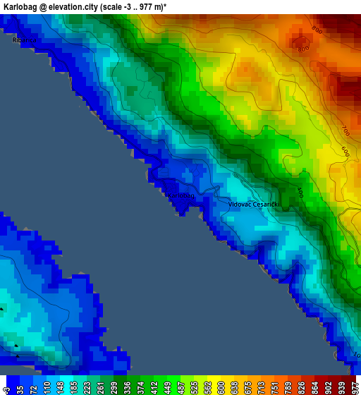 Karlobag elevation map