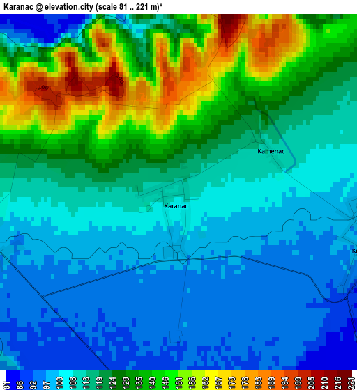 Karanac elevation map