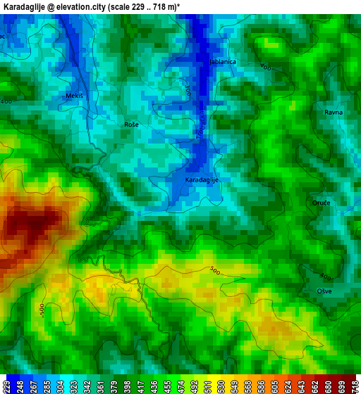 Karadaglije elevation map