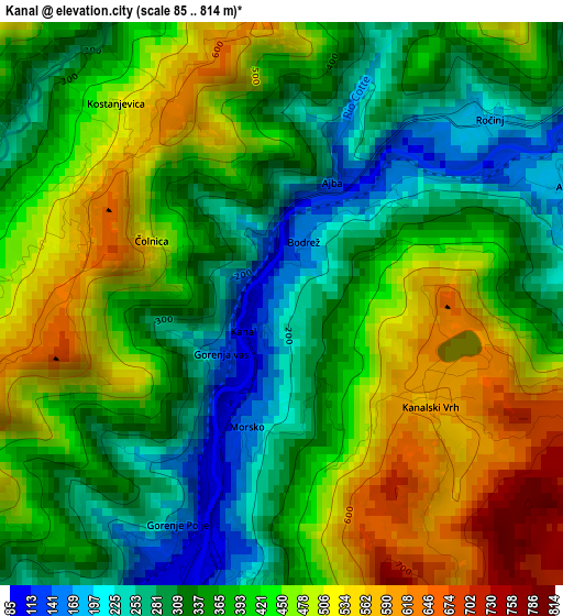Kanal elevation map