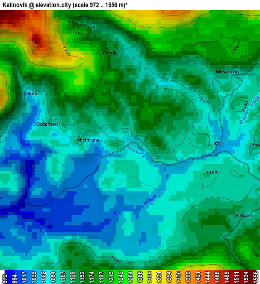 Kalinovik elevation map