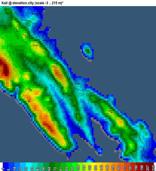 Kali elevation map