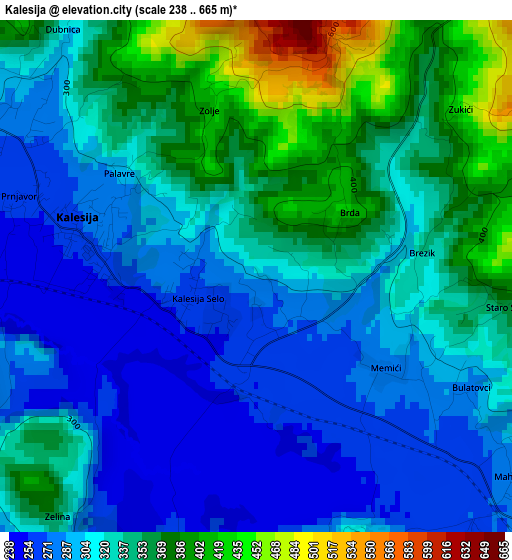 Kalesija elevation map