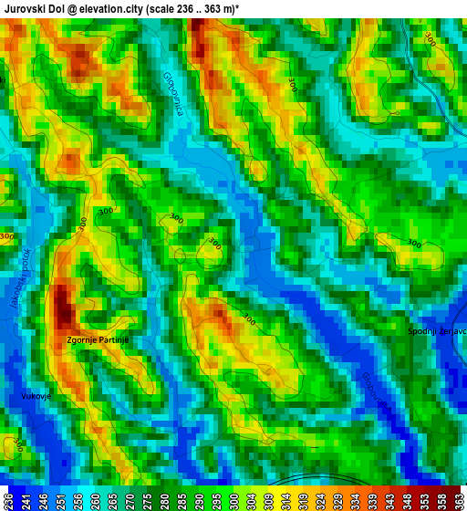 Jurovski Dol elevation map