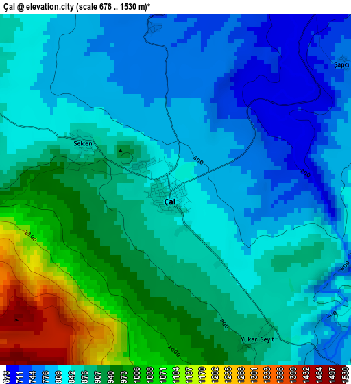 Çal elevation map