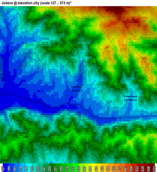 Joševa elevation map
