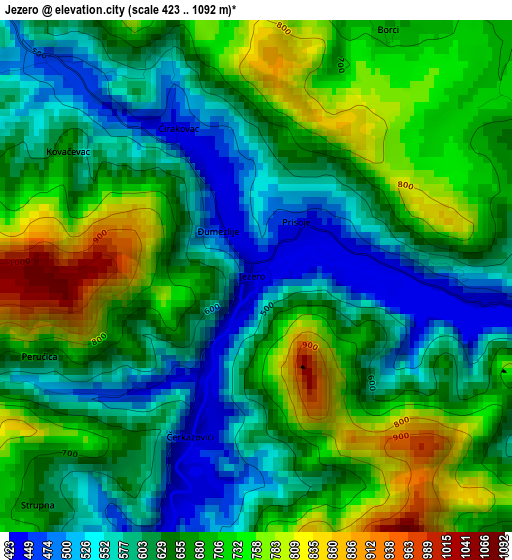 Jezero elevation map