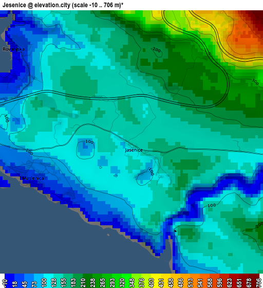 Jesenice elevation map