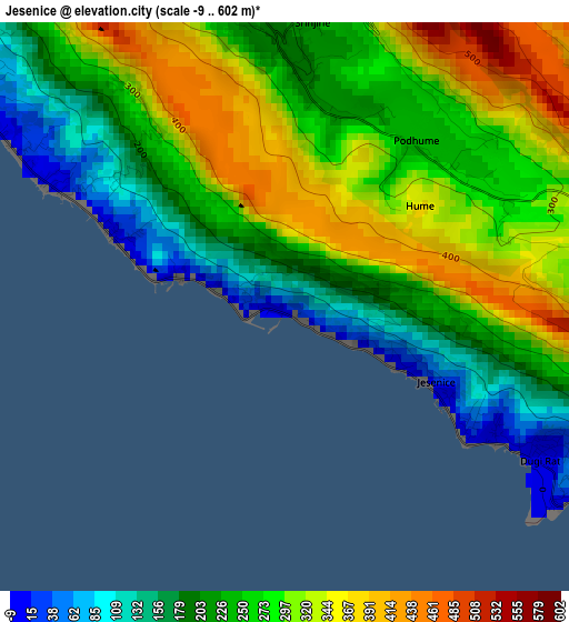 Jesenice elevation map