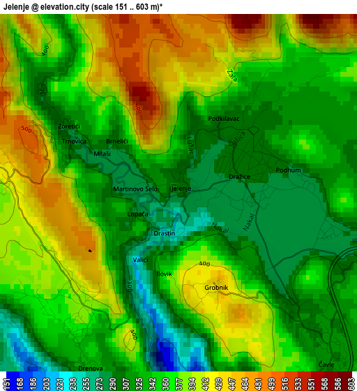 Jelenje elevation map