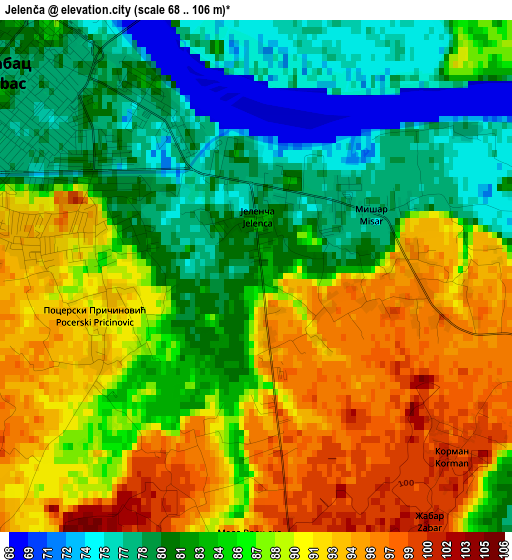 Jelenča elevation map