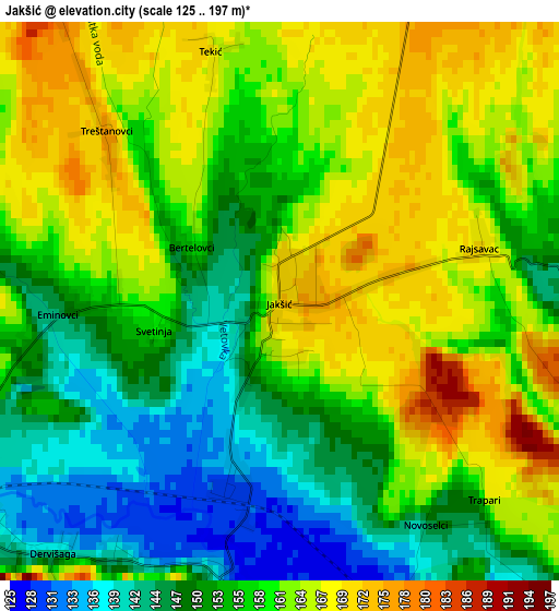 Jakšić elevation map