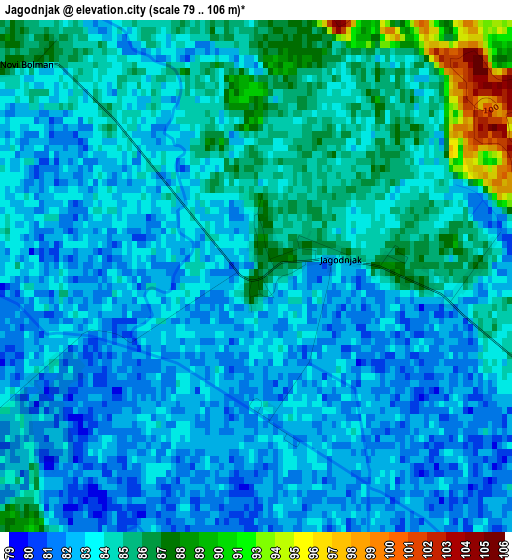 Jagodnjak elevation map