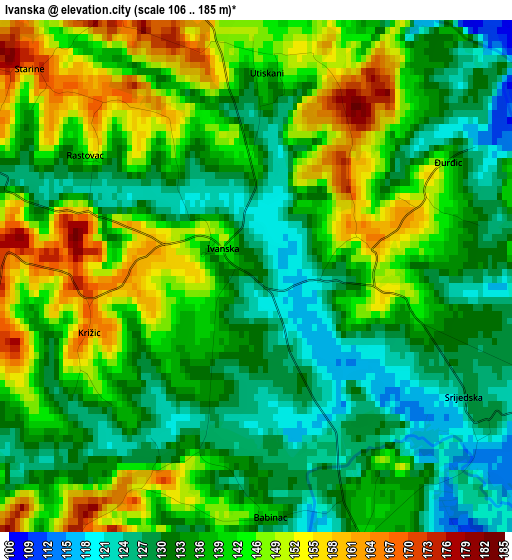 Ivanska elevation map