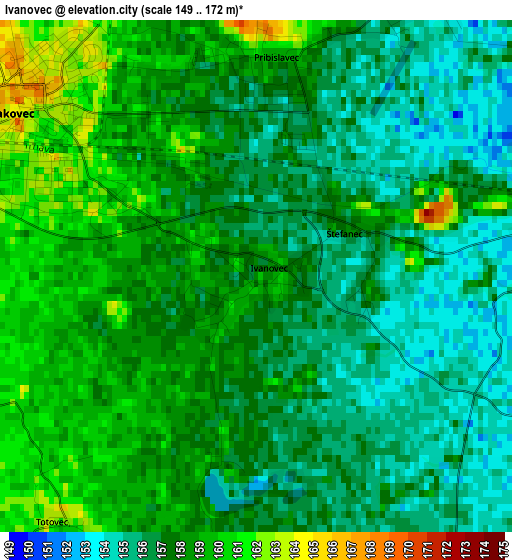 Ivanovec elevation map