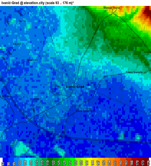 Ivanić-Grad elevation map