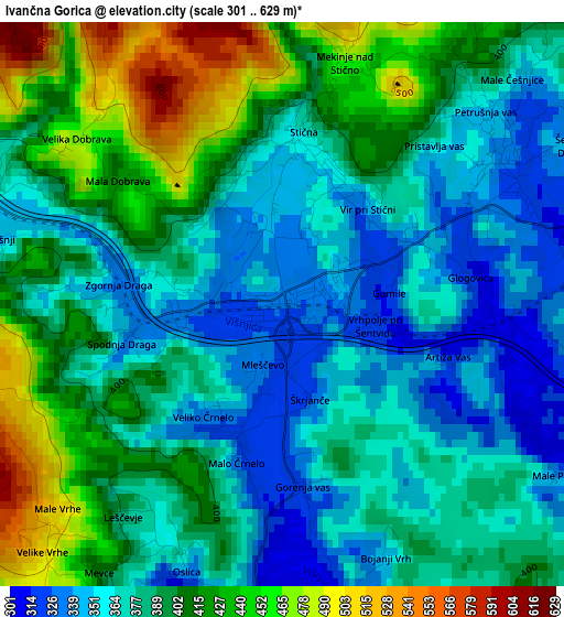 Ivančna Gorica elevation map