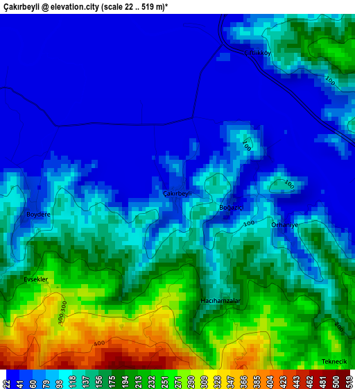 Çakırbeyli elevation map