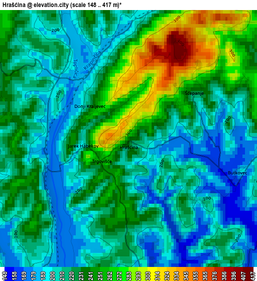 Hrašćina elevation map