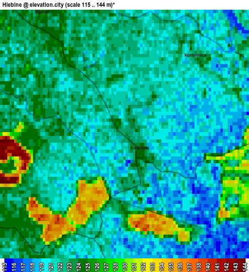 Hlebine elevation map