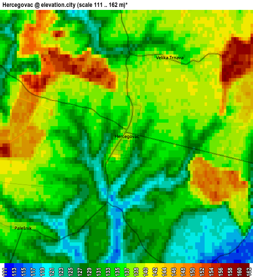 Hercegovac elevation map