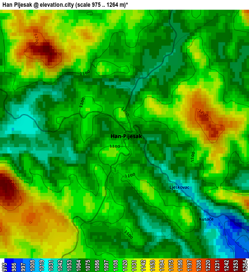 Han Pijesak elevation map