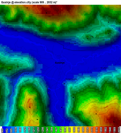 Gusinje elevation map