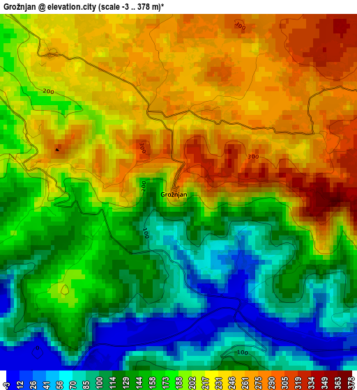 Grožnjan elevation map