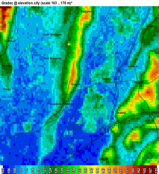 Gradec elevation map