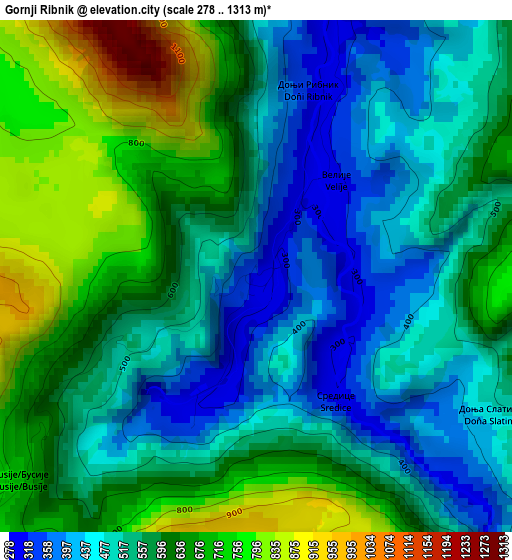 Gornji Ribnik elevation map