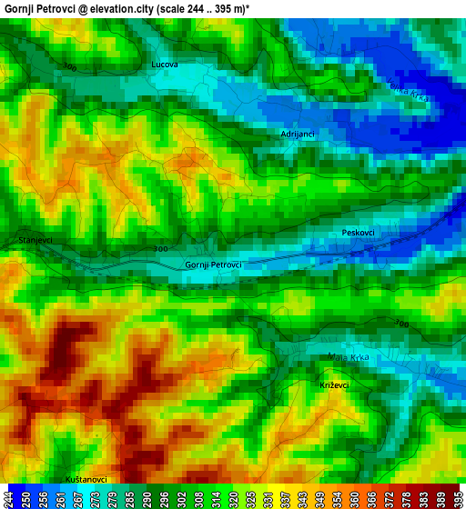 Gornji Petrovci elevation map