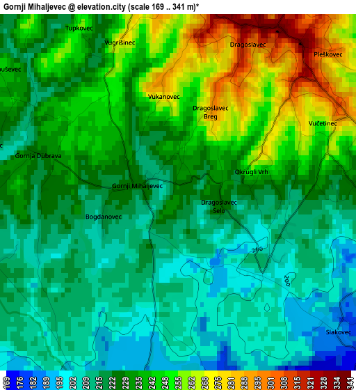 Gornji Mihaljevec elevation map