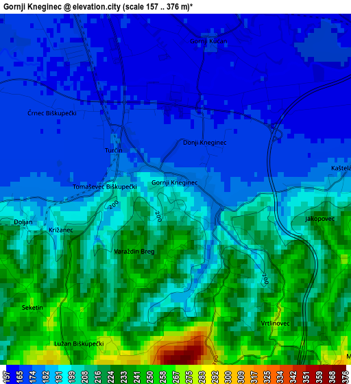 Gornji Kneginec elevation map