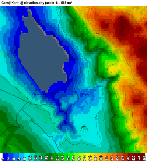 Gornji Karin elevation map