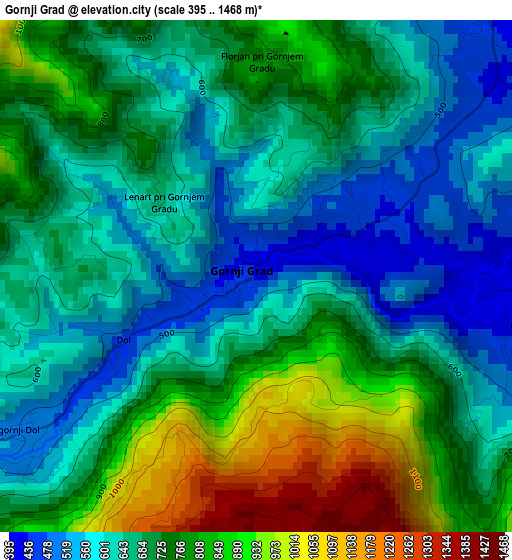 Gornji Grad elevation map