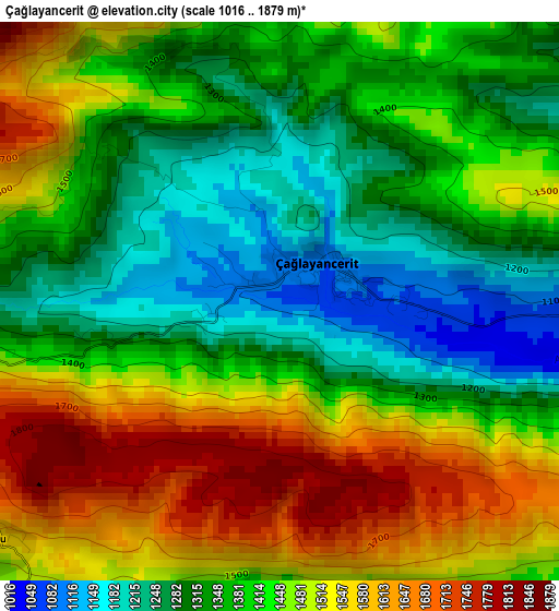 Çağlayancerit elevation map
