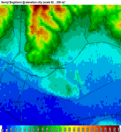 Gornji Bogičevci elevation map