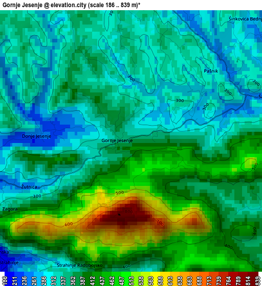 Gornje Jesenje elevation map