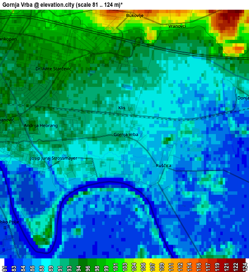 Gornja Vrba elevation map