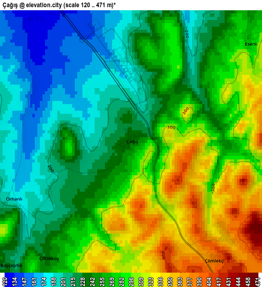 Çağış elevation map